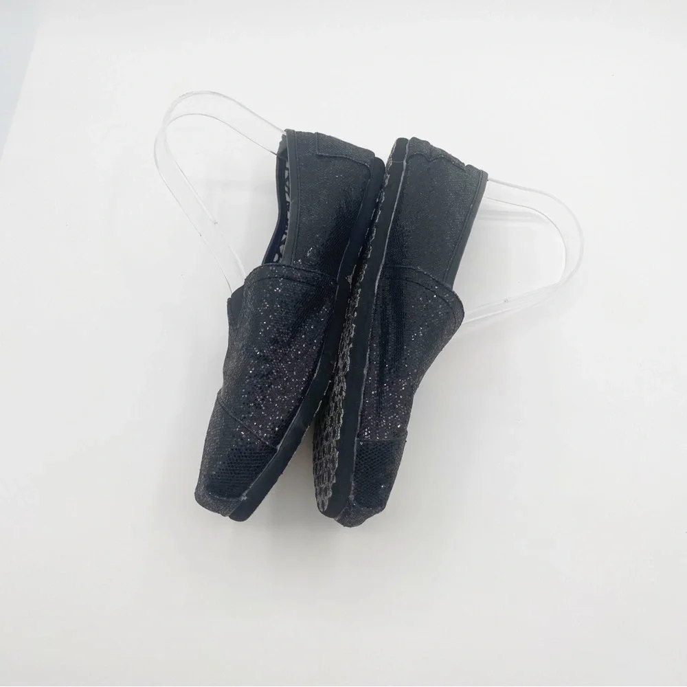 Toms Black Glitter Slip-On Shoes Casual Shoes Black Comfortable Shoes Size 8